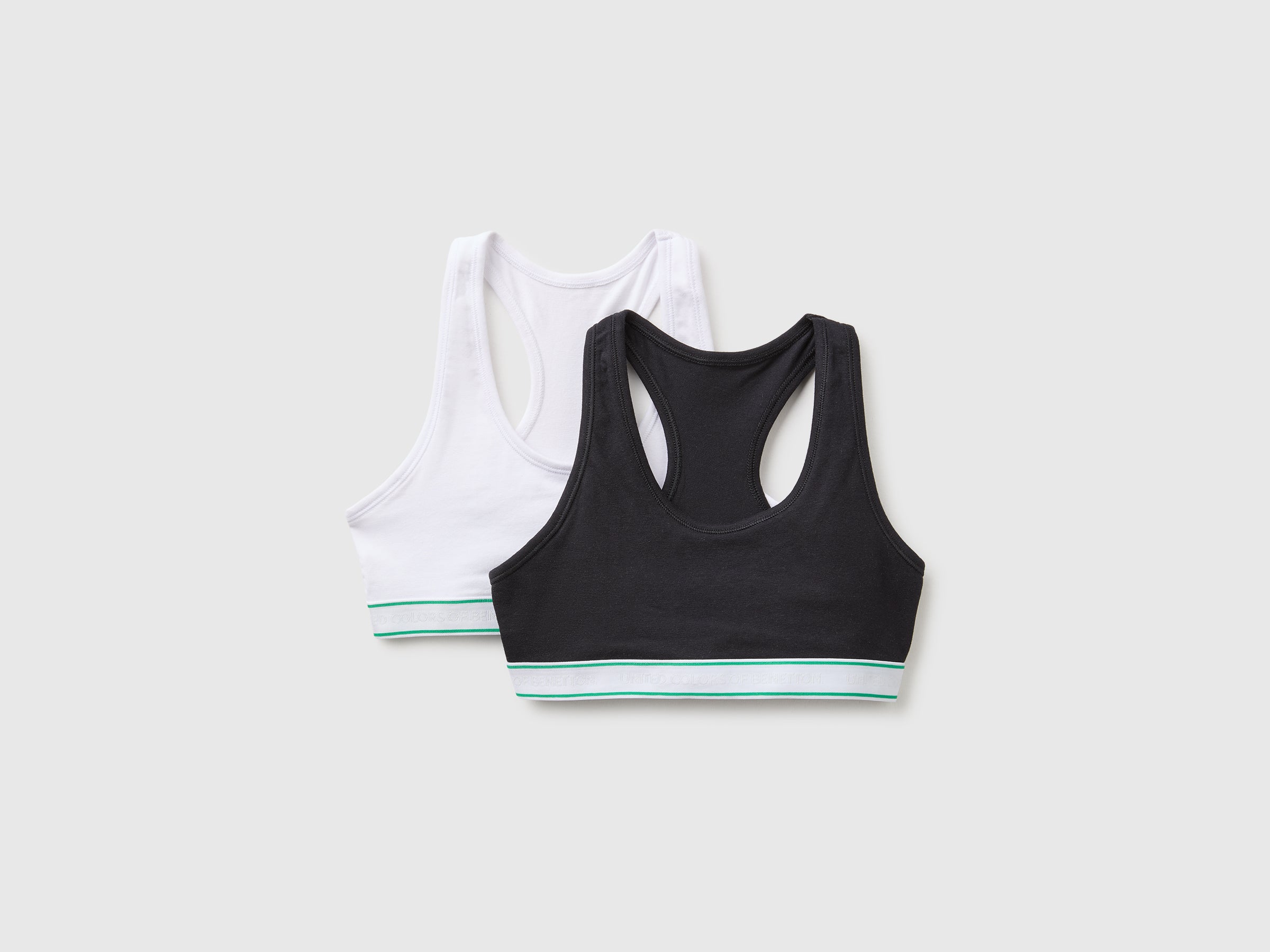United Colors of Benetton set 2 reggiseni cotone bambina 7-8 anni bianco nero