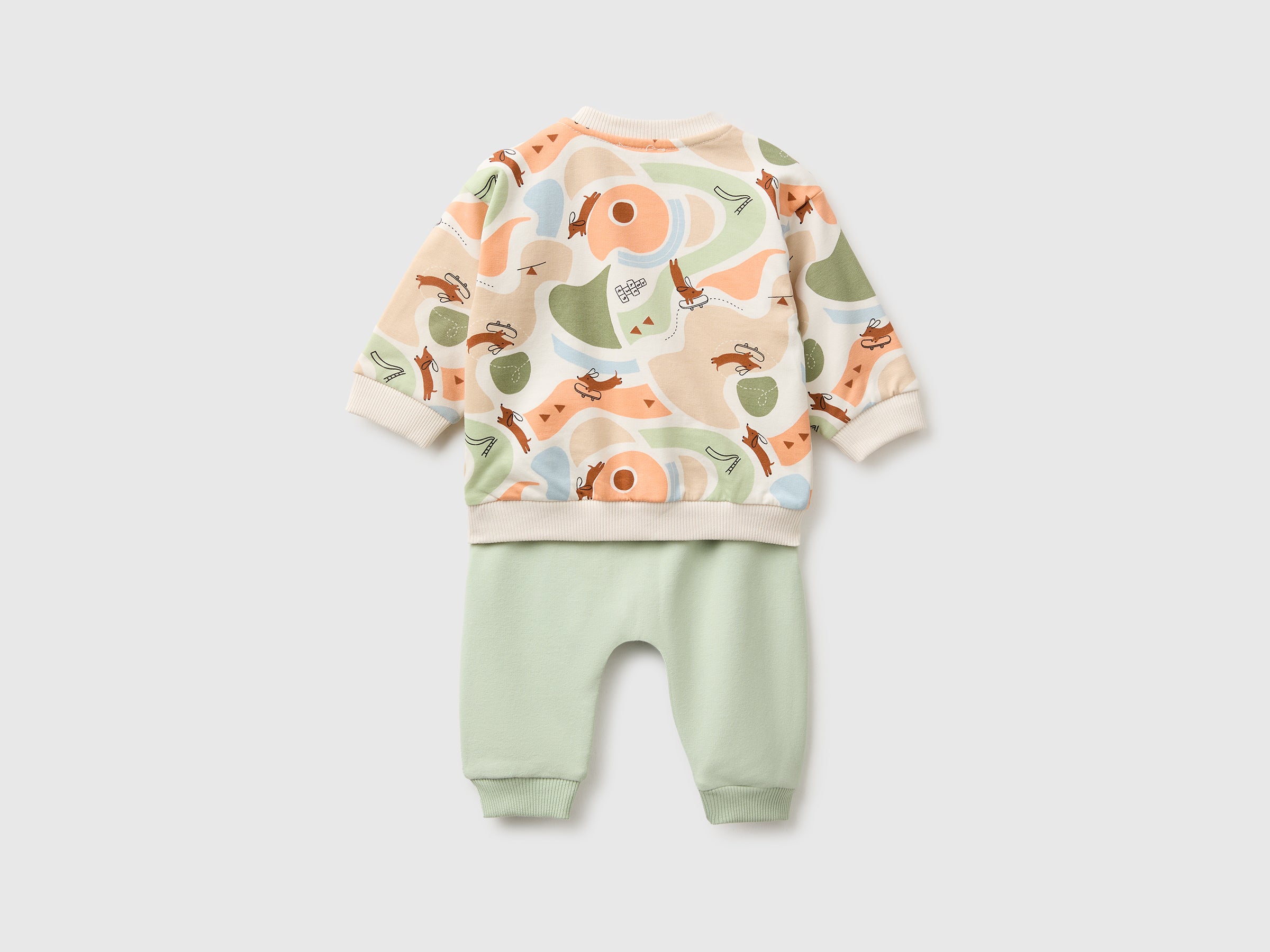 Benetton Stretch sweatshirt set tuta cotone biologico taglia 68