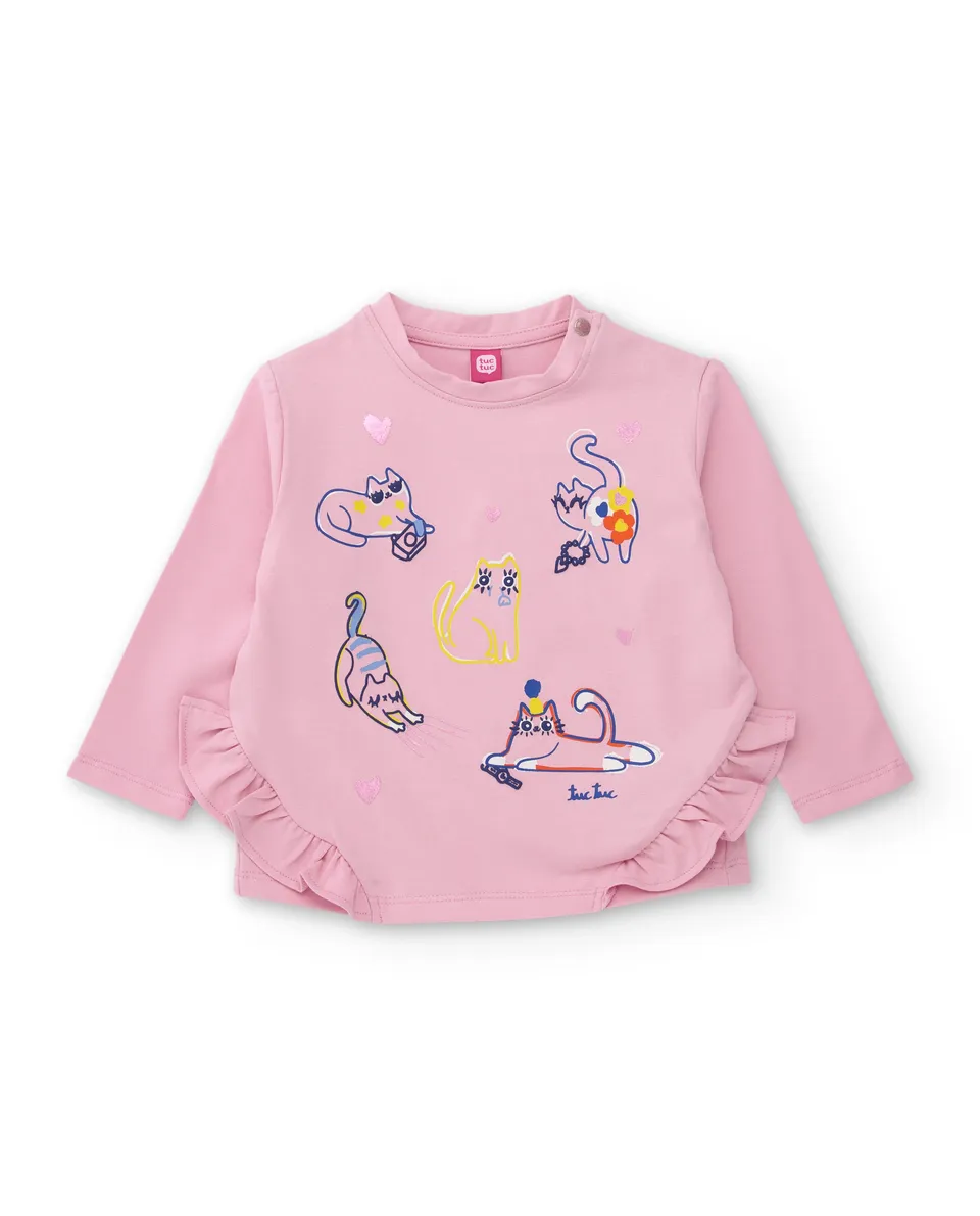 TucTuc Magliette Maglia Gatti Rosa Chiaro