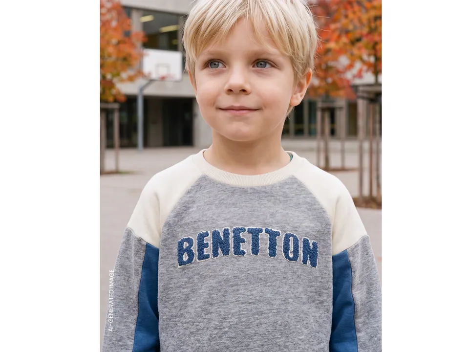 United Colors of Benetton Felpa Bimbo Cotone Bio Color Block 104