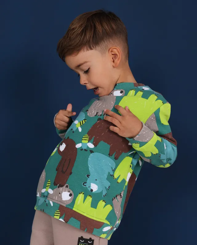 TucTuc Felpe Felpa Bambino Verde Orsi Girocollo