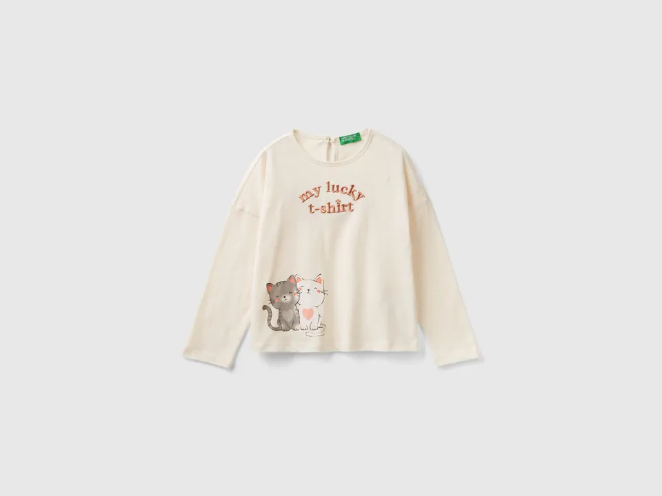 United Colors of Benetton t-shirt lurex maglietta 104 cotone organico