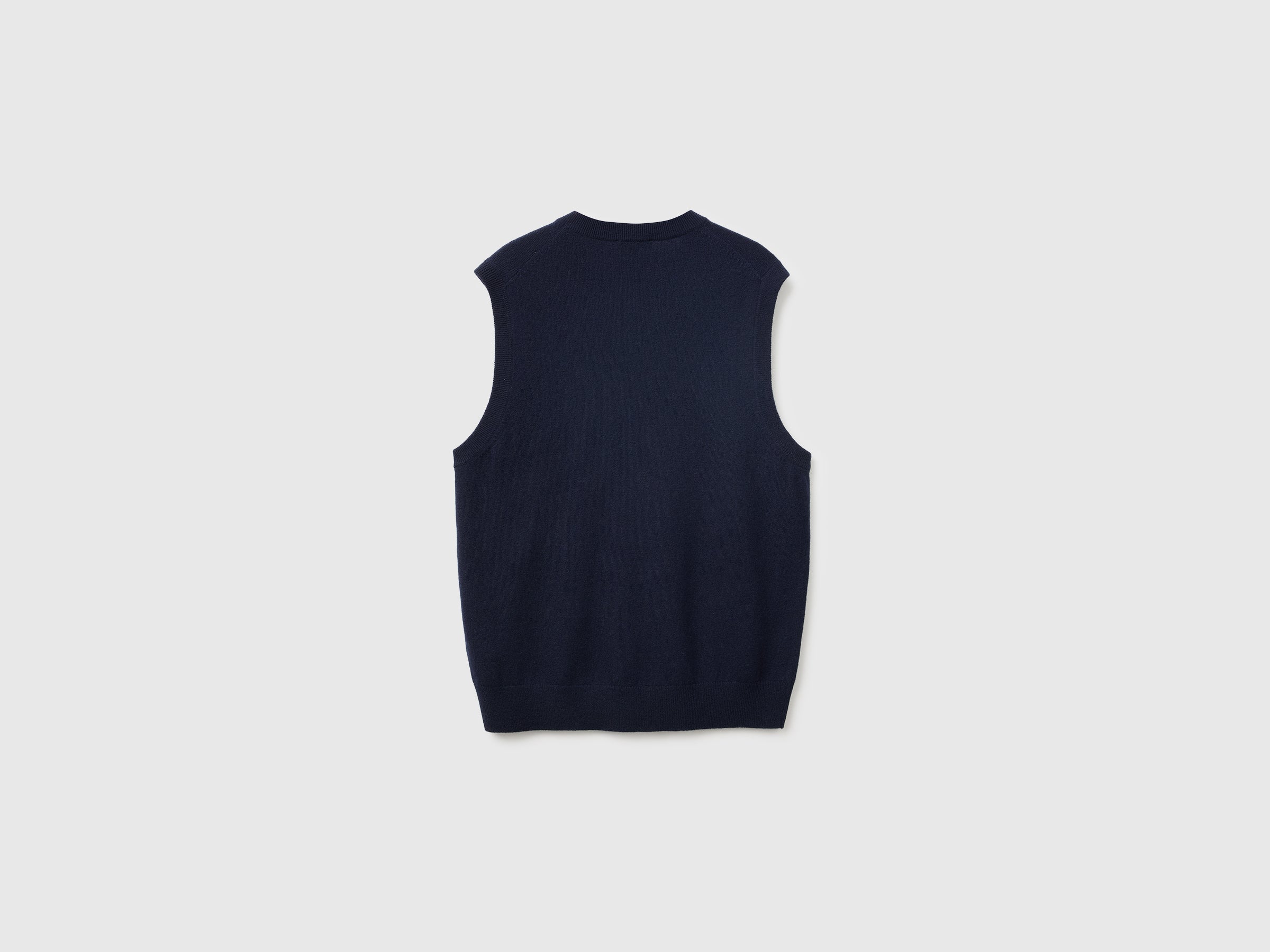 United Colors of Benetton Gilet lana merino blu notte scollo V
