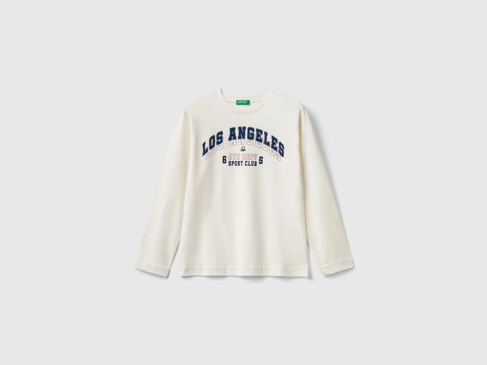 United Colors of Benetton t-shirt maniche lunghe cotone college
