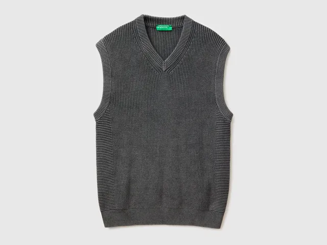 Benetton gilet scollo V M stonewashed cotone regular fit