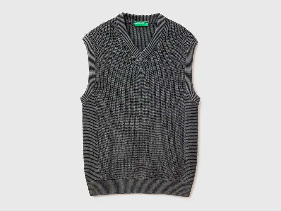 Benetton gilet scollo V M stonewashed cotone regular fit