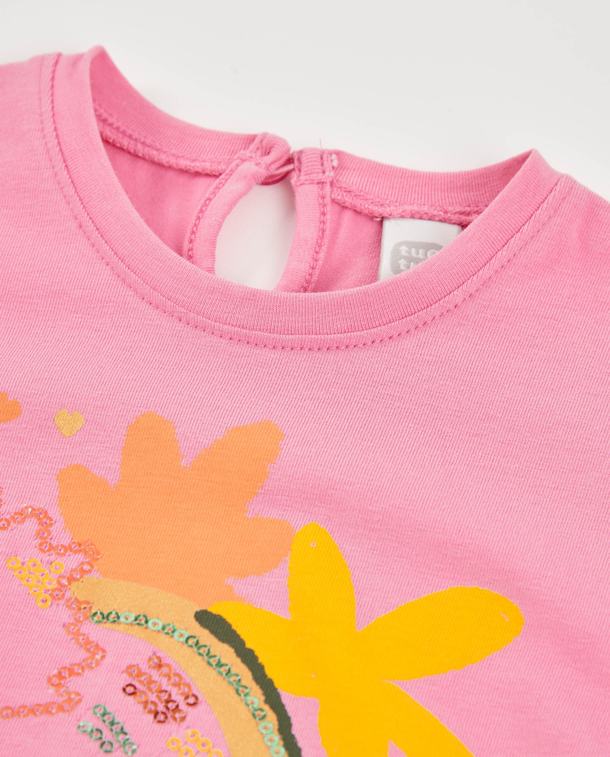 TucTuc Magliette t-shirt bambina rosa dinosauro paillettes 4 anni