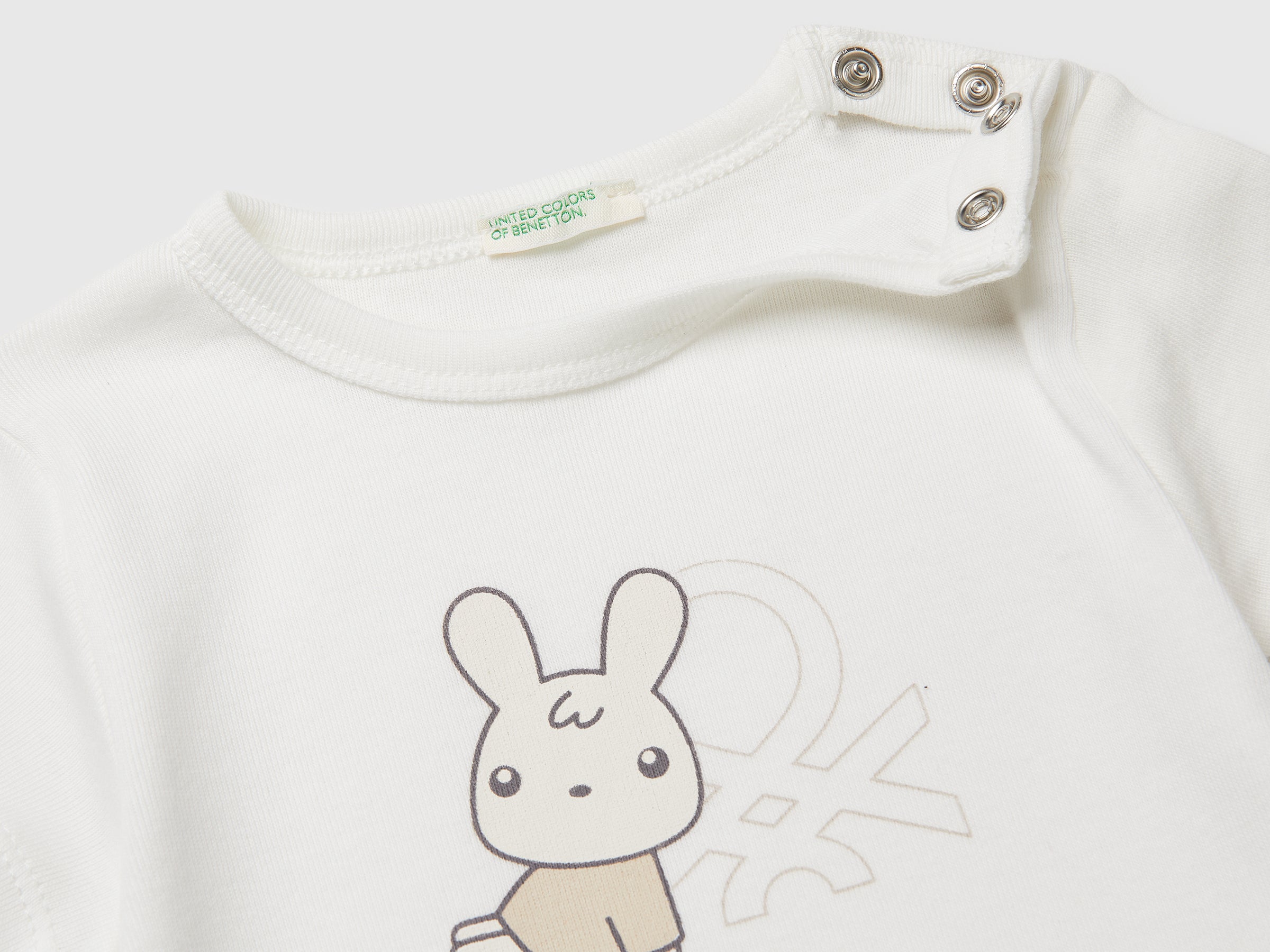 Benetton Maglietta Neonato Cotone Bio Bottoni Taglia 68