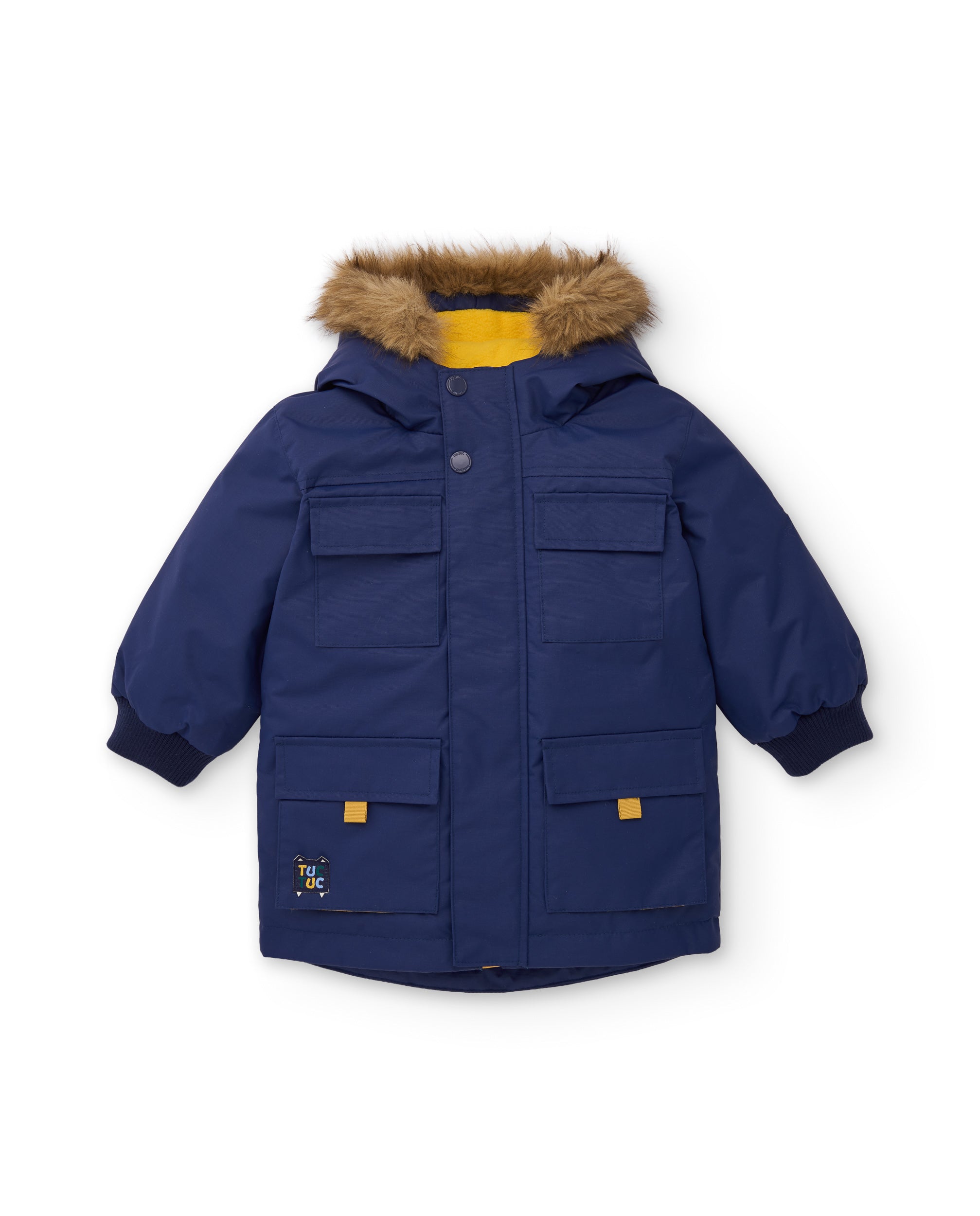 TucTuc Cappotti Cappotto Bimbo Blu Navy Pile con Cappuccio