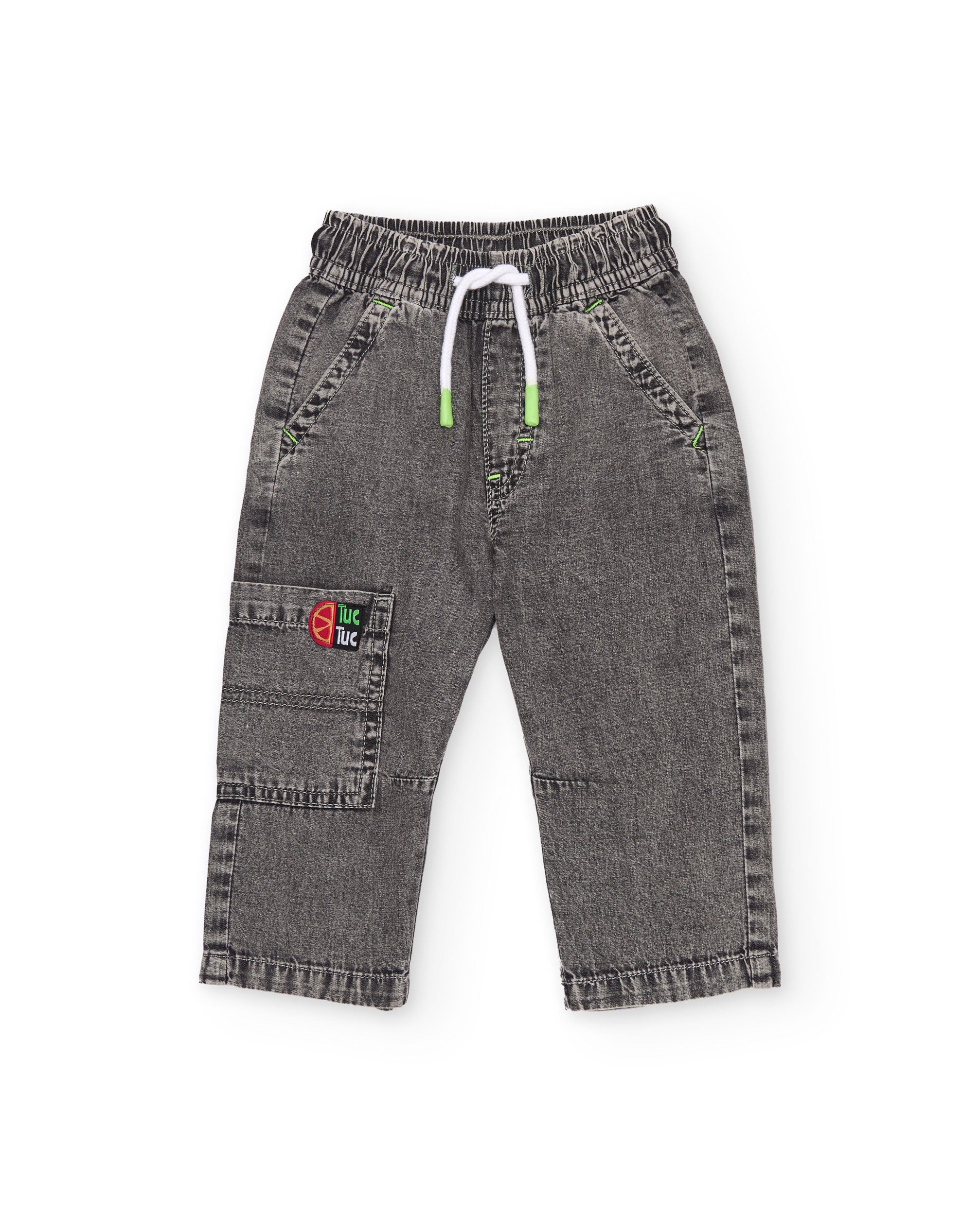 TucTuc Pantaloni jeans bambino grigio denim lavato cargo