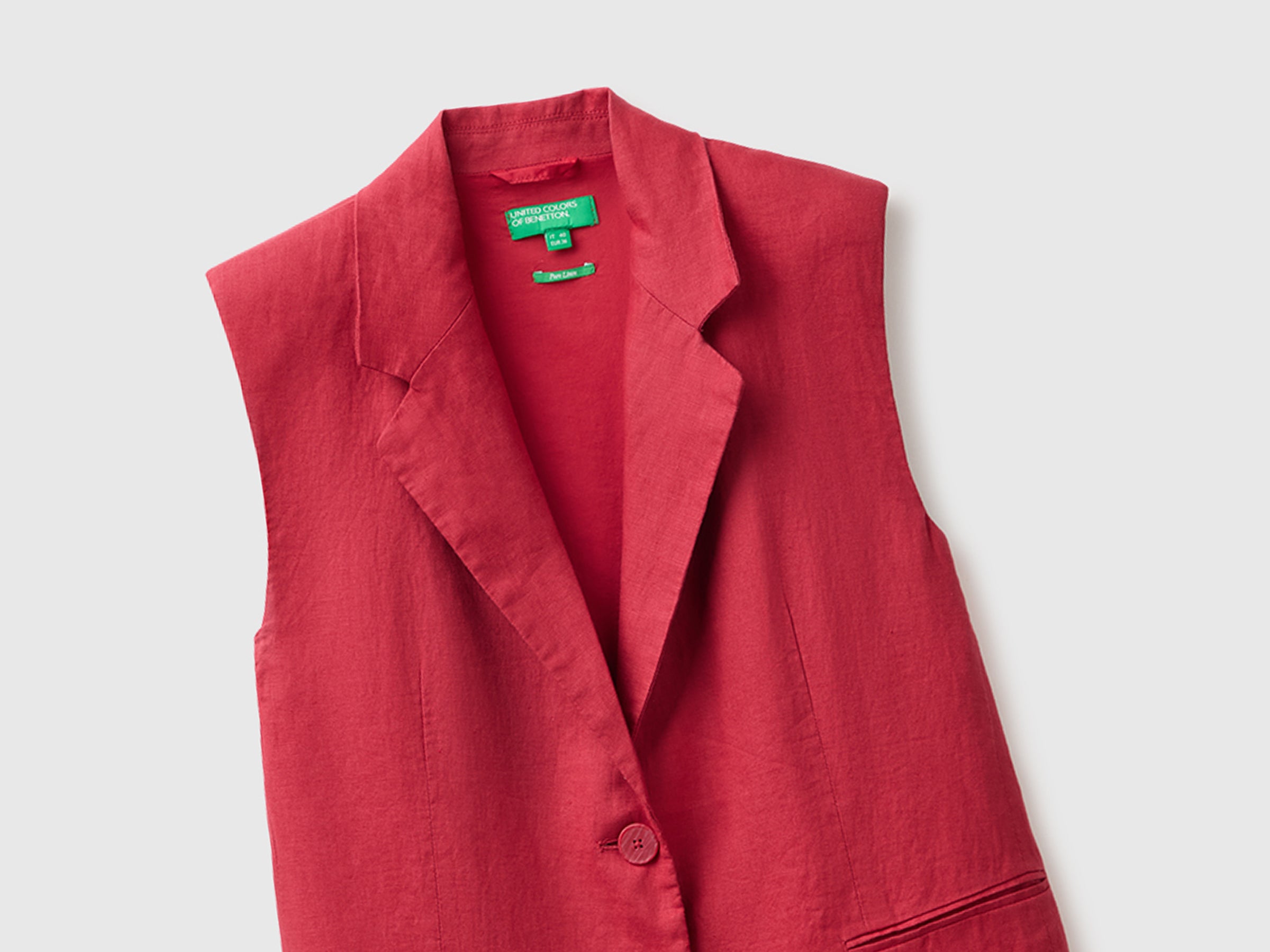 United Colors of Benetton Gilet Lungo in Lino 100% Europeo