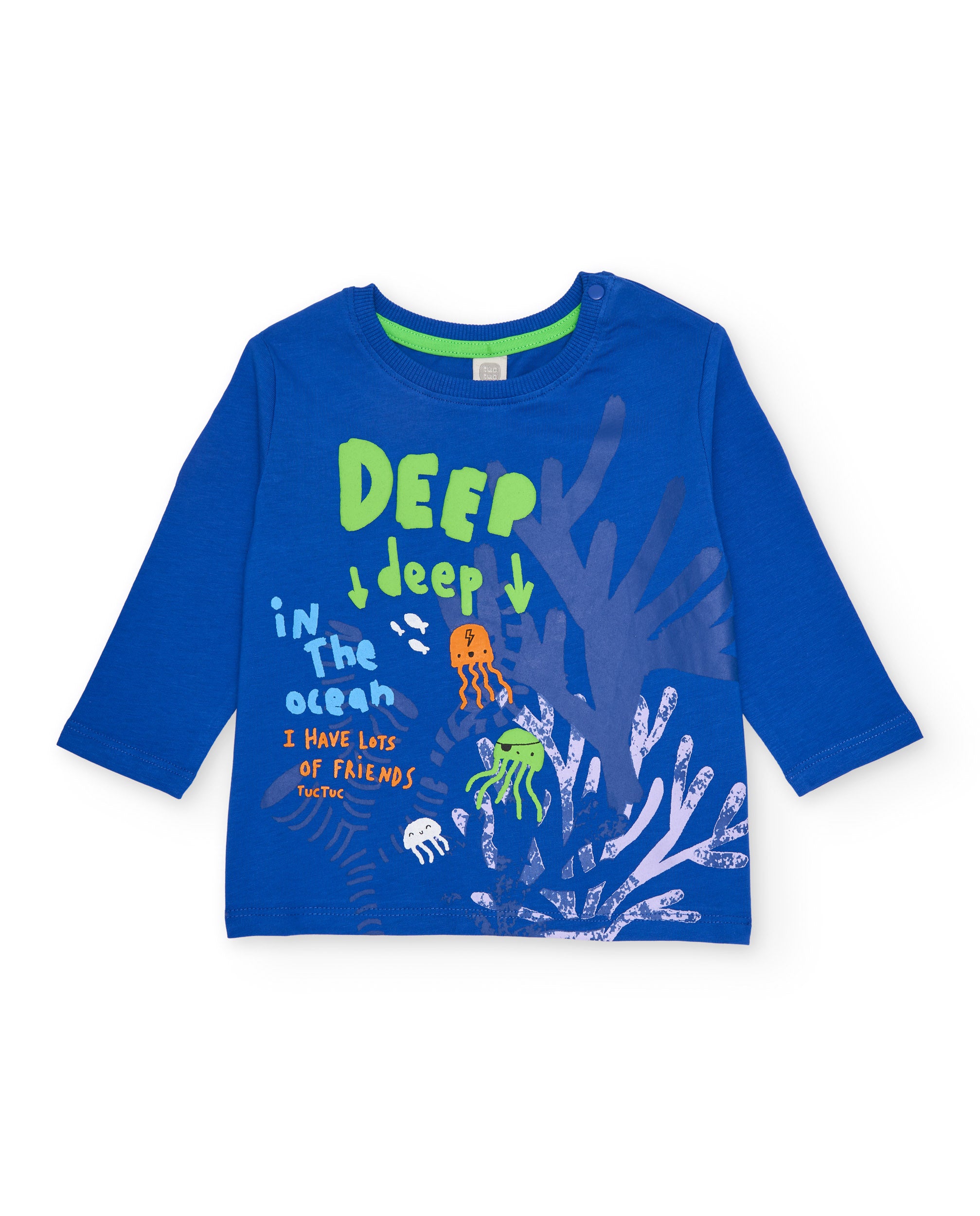 TucTuc Magliette t-shirt bambino maniche lunghe blu stampa mare