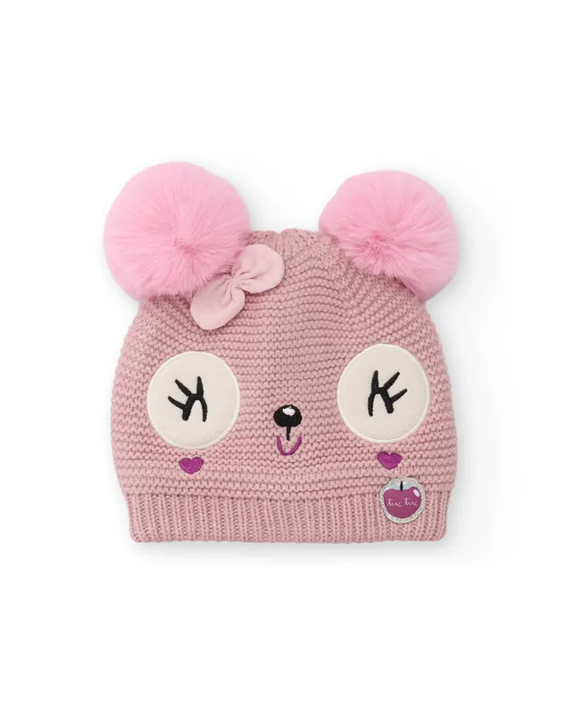 TucTuc Accessori berretto bambina Rosa panda pompon tricot