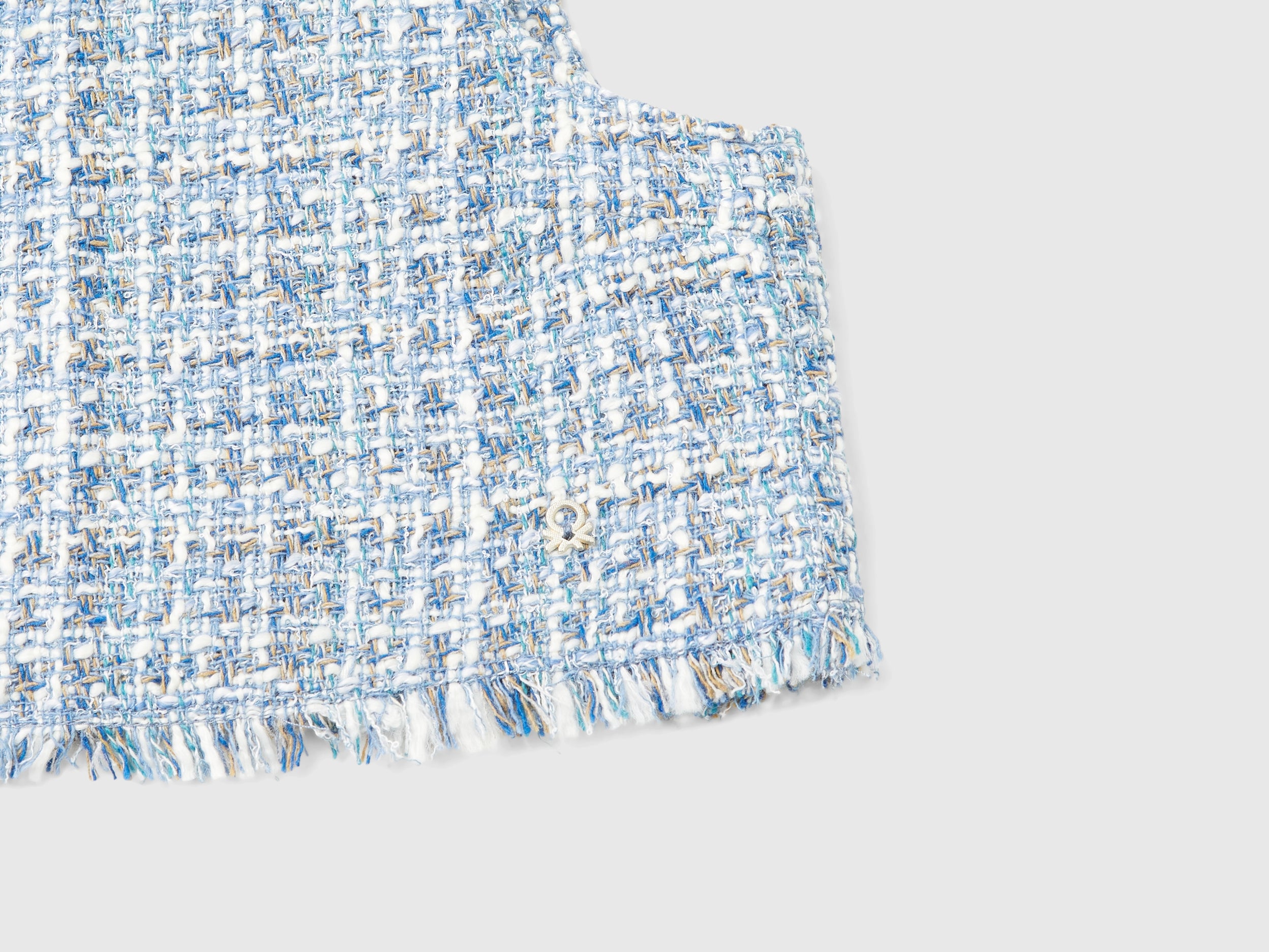Benetton Cropped tweed top donna lana bouclé