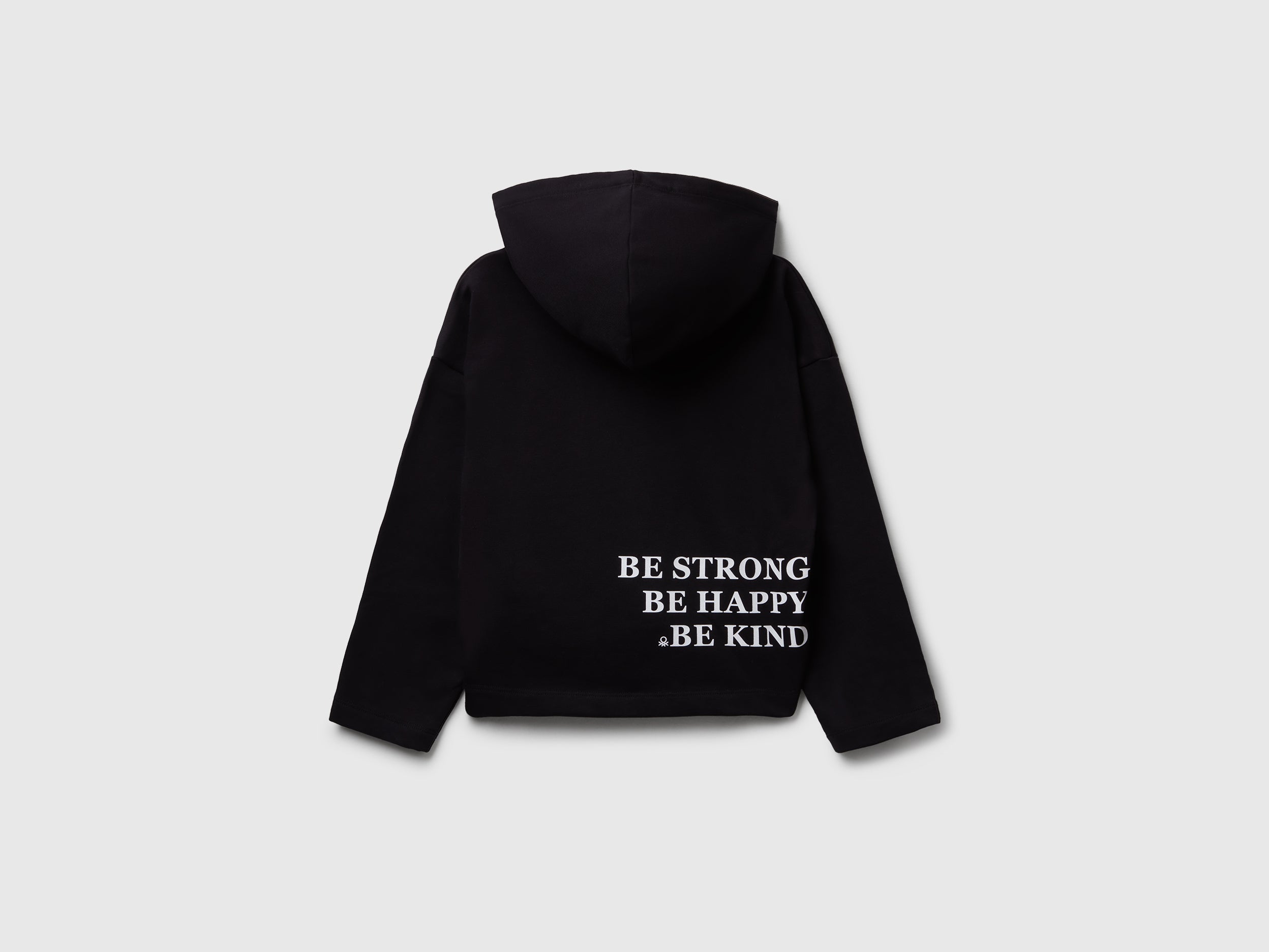United Colors of Benetton Felpa con Cappuccio Cotone Stampa Slogan
