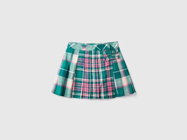 United Colors of Benetton Gonna Scozzese Pieghe Cotone Taglia M