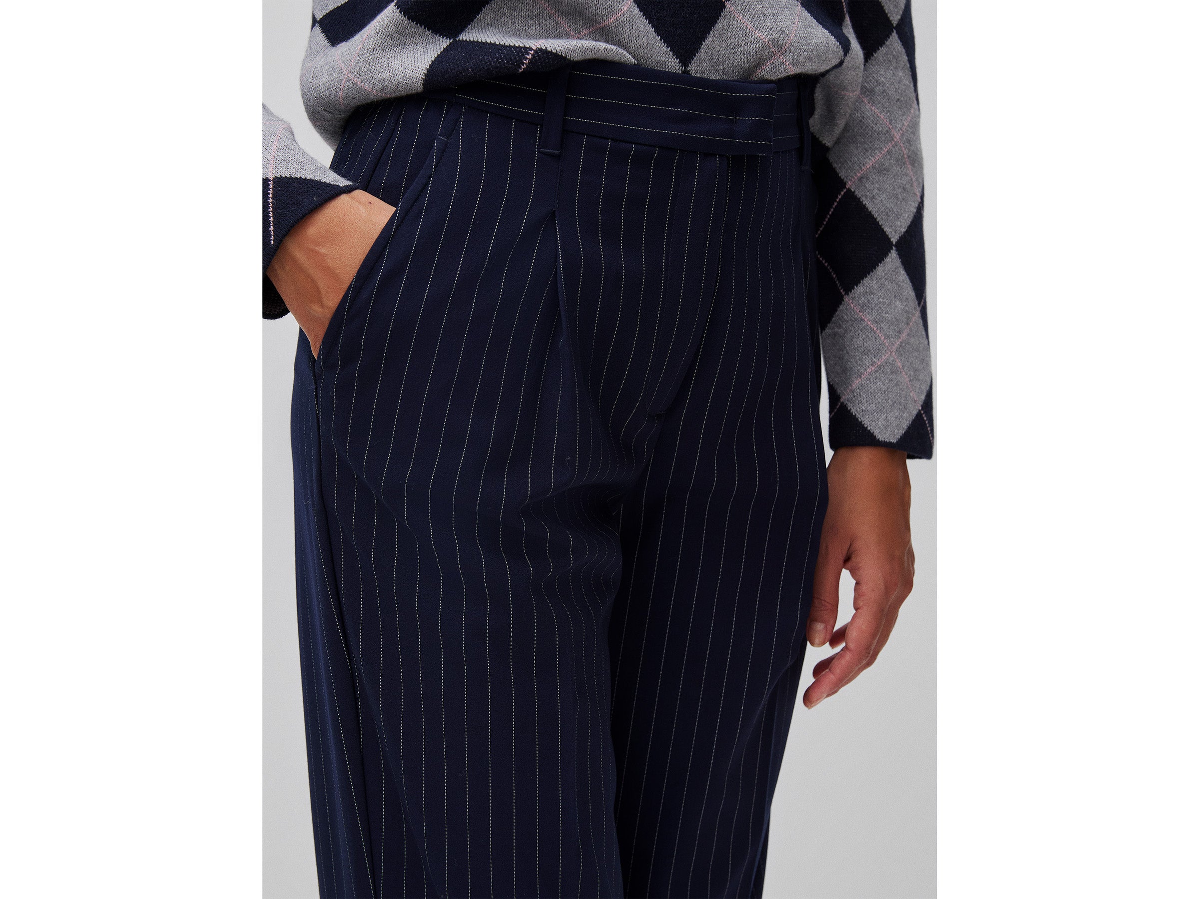 United Colors of Benetton pantaloni gessati carrot 42 viscosa