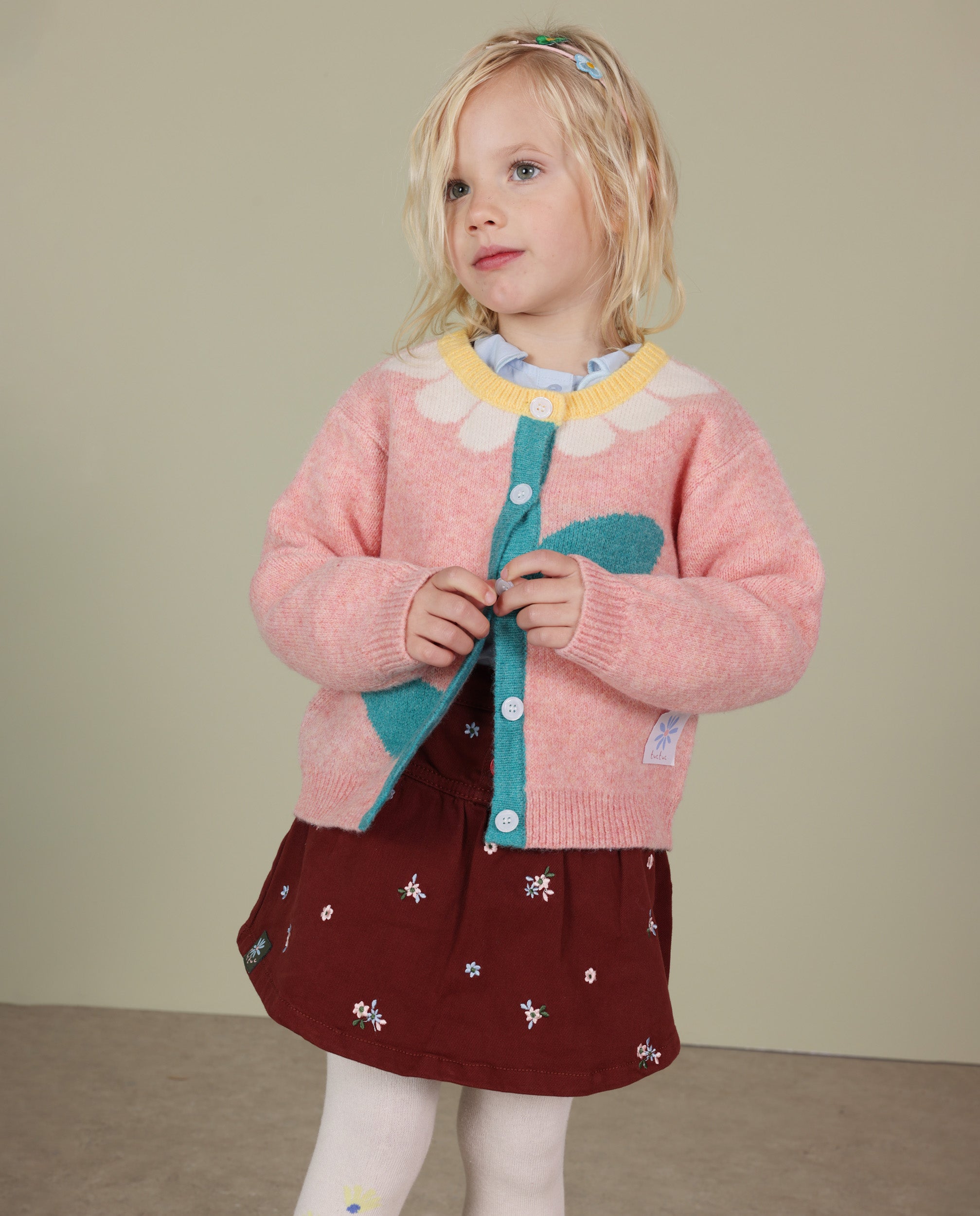 TucTuc Gonne Gonna Bimba Cotone Bordeaux Ricami Floreali