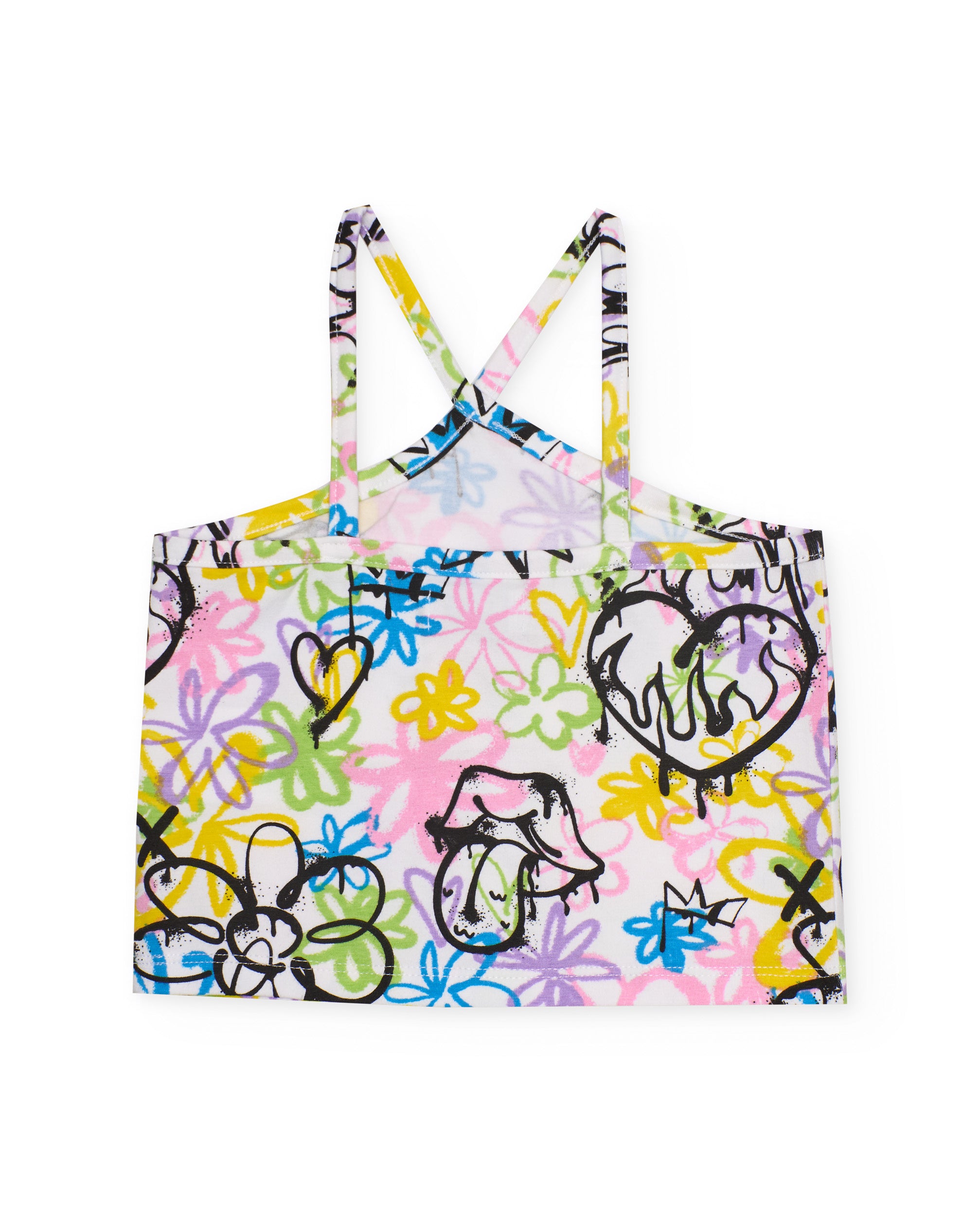 TucTuc Magliette top bambina bianco graffiti spalline incrociate