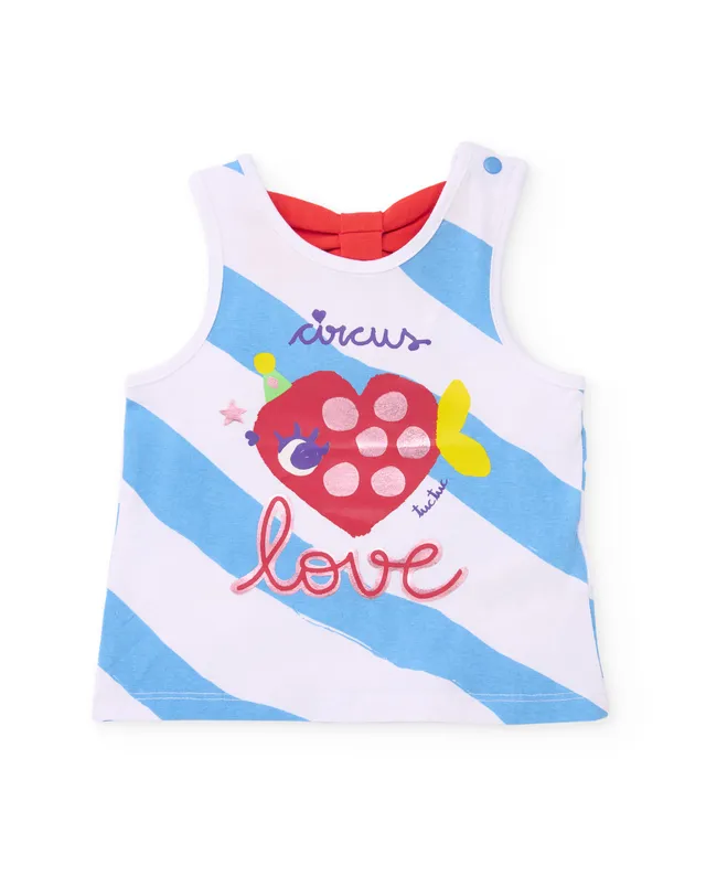 TucTuc Magliette t-shirt bimba blu pesce cuore