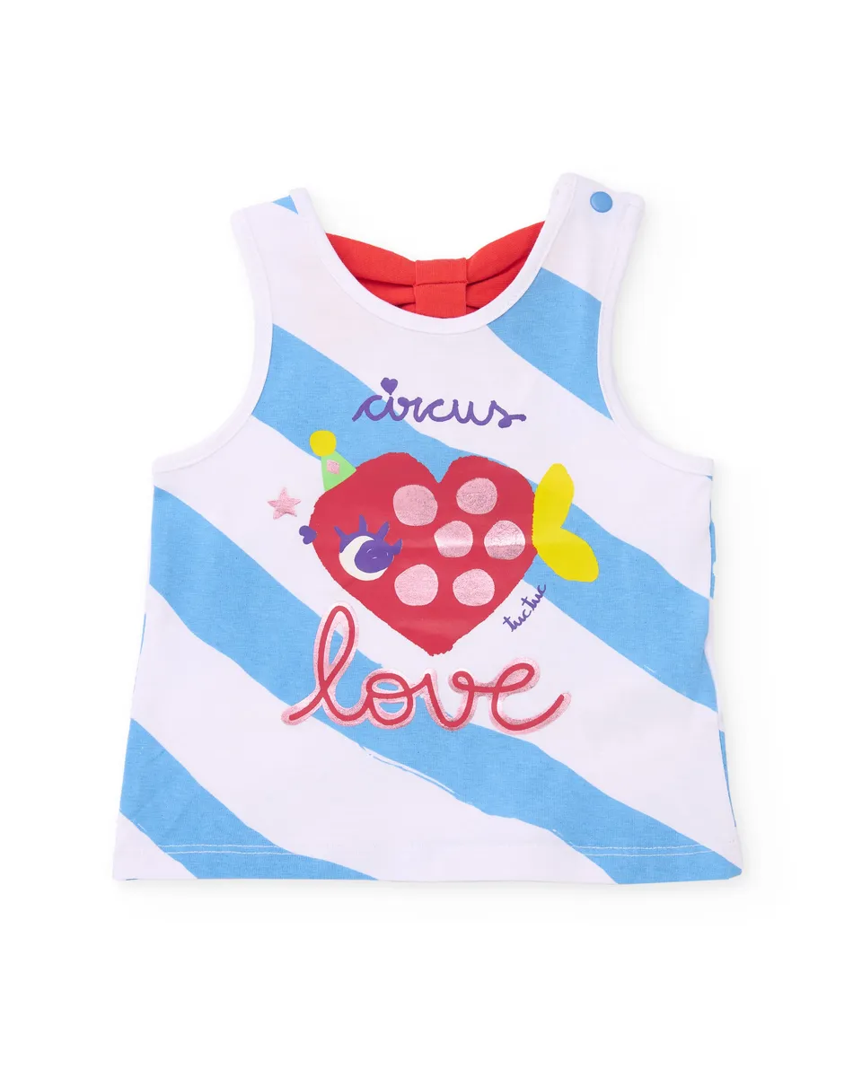 TucTuc Magliette t-shirt bimba blu pesce cuore