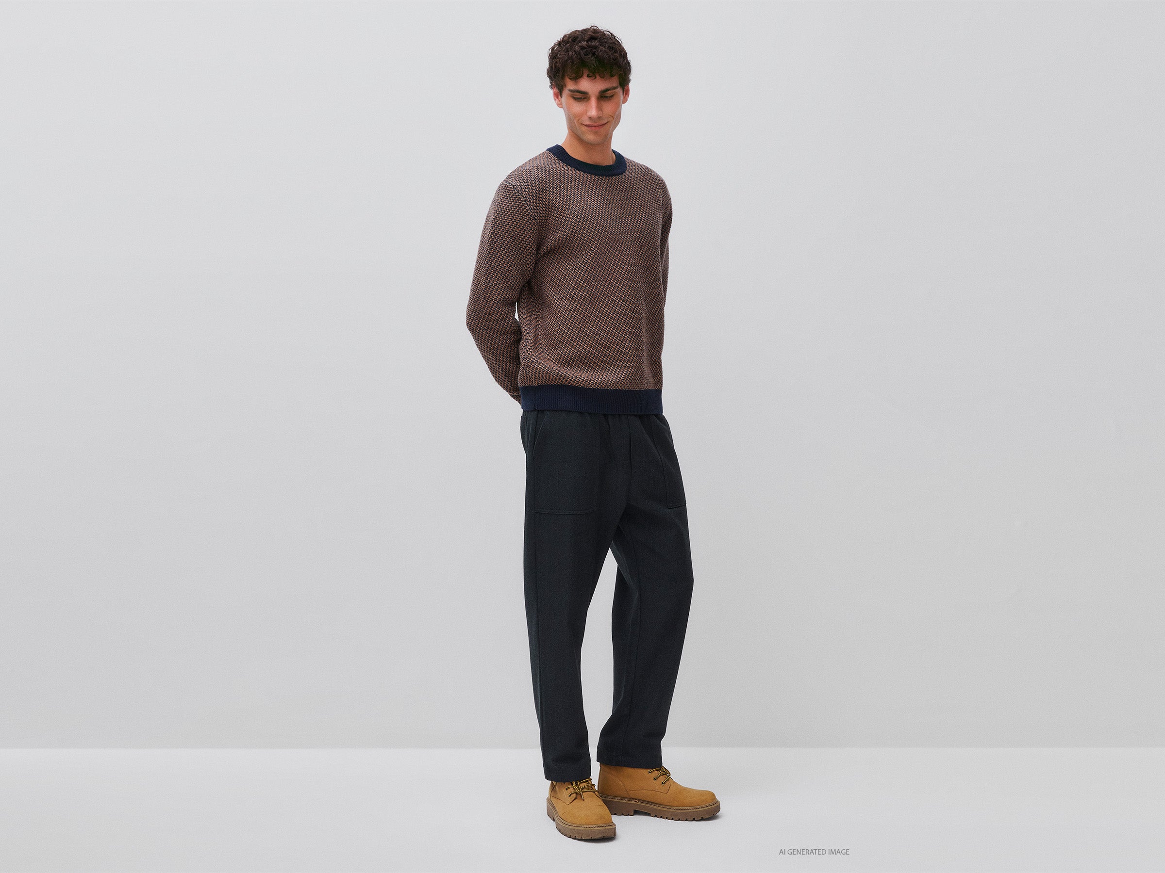 United Colors of Benetton Maglione Jacquard Lana Cotone