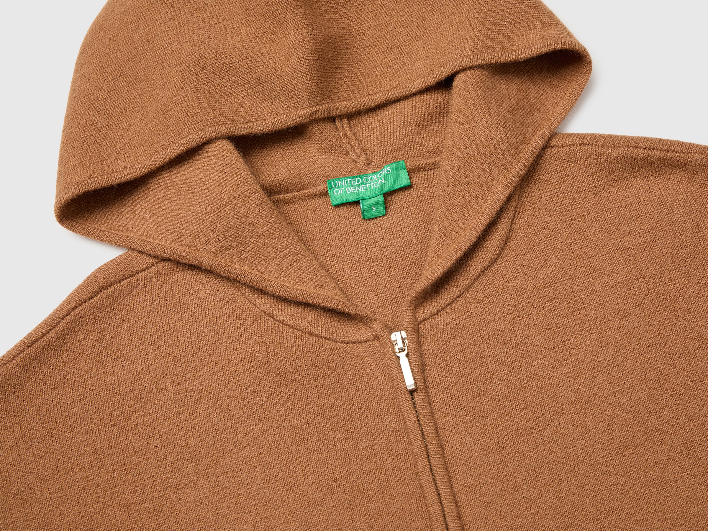 United Colors of Benetton Maglione Zip Lana Cashmere Cappuccio