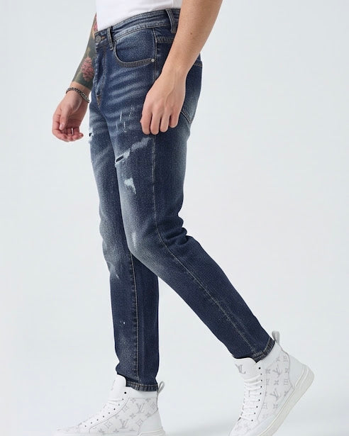 Sottosopra ANJC8576B Jeans Slim Delavé con Toppe 46