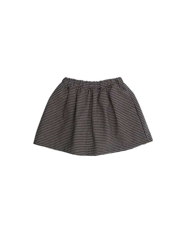 Woolly Organic Skirt AW26 gonna quadri neri cotone organico
