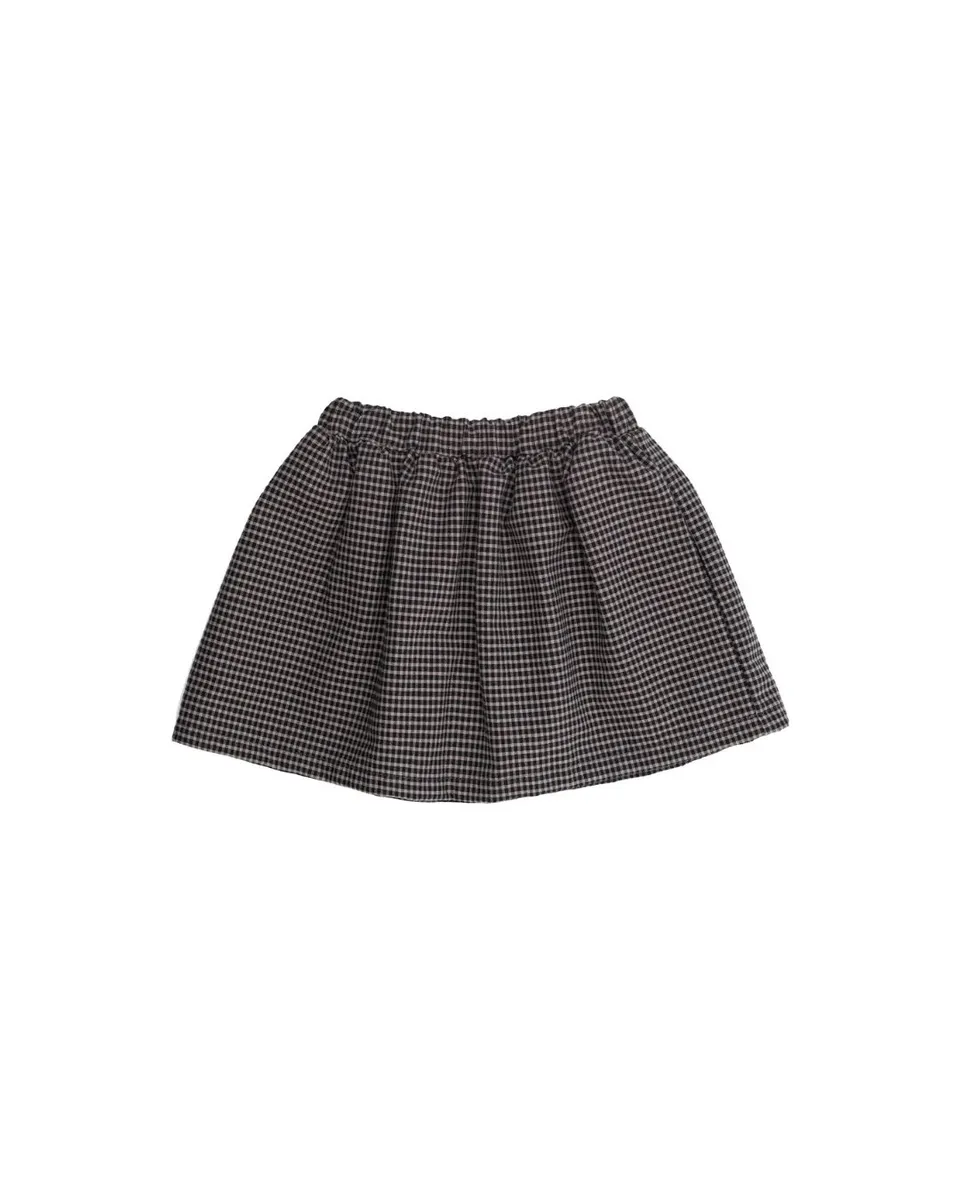 Woolly Organic Skirt AW26 gonna quadri neri cotone organico
