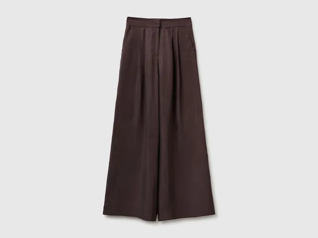 Benetton Trousers Pantaloni larghi lyocell gamba ampia