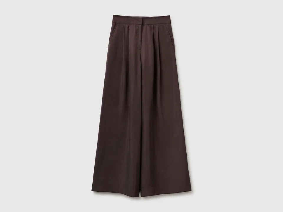 Benetton Trousers Pantaloni larghi lyocell gamba ampia