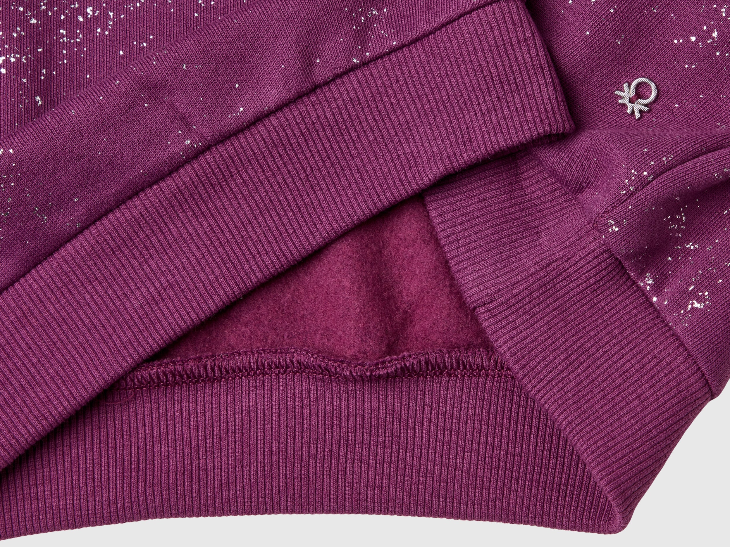 United Colors of Benetton felpa oversize glitter strass cotone