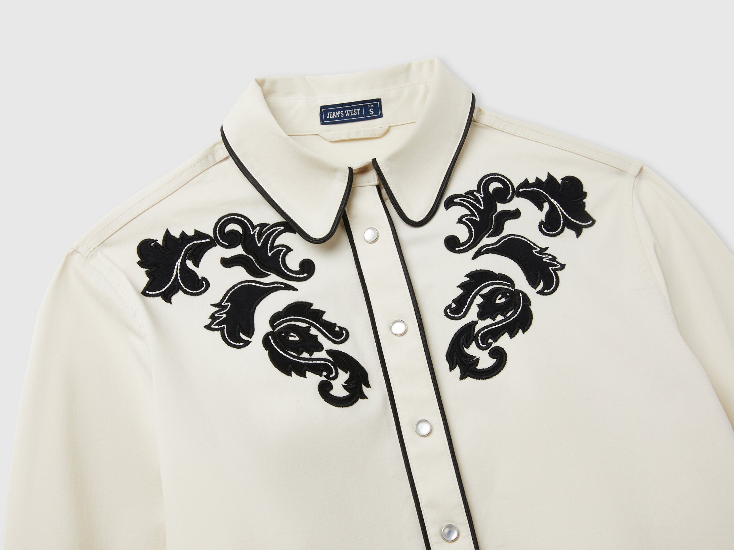 United Colors of Benetton camicia cotone elasticizzato ricamo western