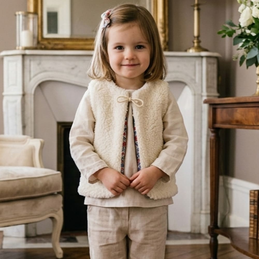Petite Citrouille Emma gilet neonato reversibile floreale cotone
