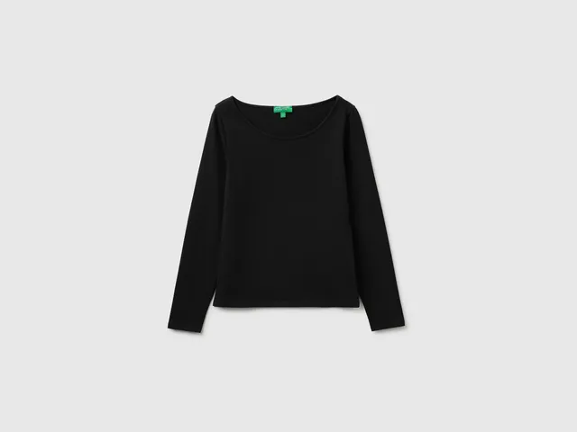 United Colors of Benetton Maglietta Slim Scollo Ampio Cotone Stretch