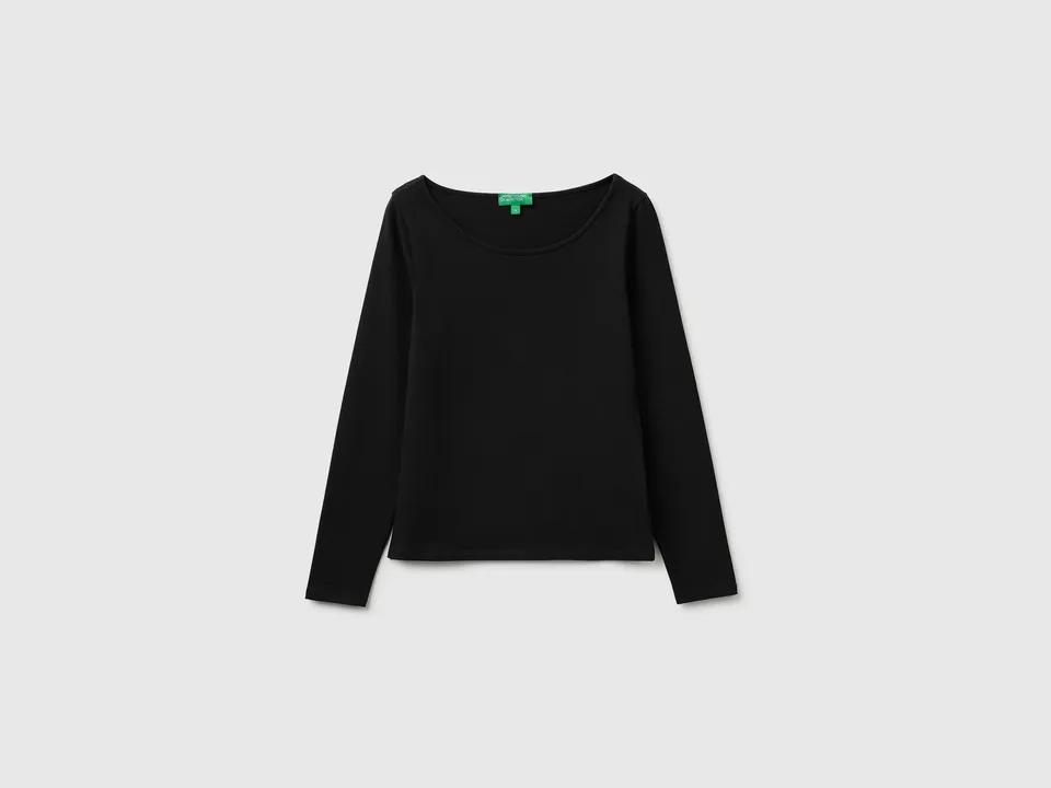 United Colors of Benetton Maglietta Slim Scollo Ampio Cotone Stretch