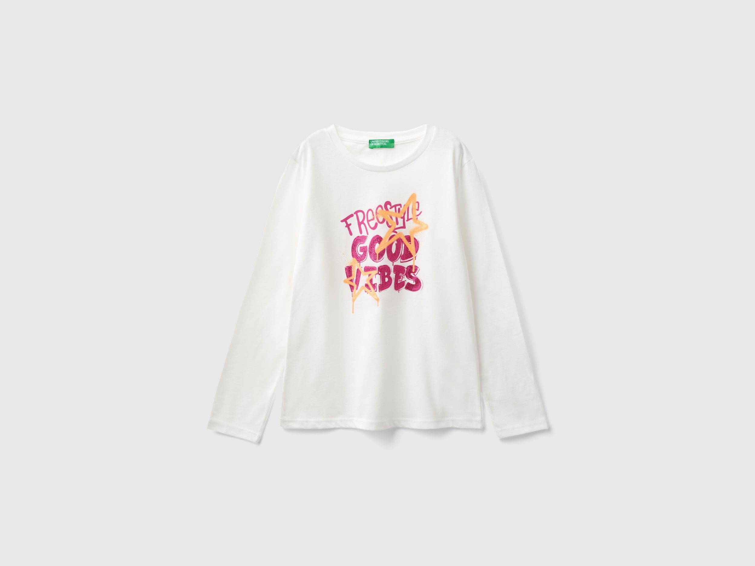 United Colors of Benetton T-Shirt Manica Lunga Cotone Bio Glitter