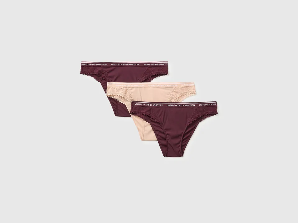United Colors of Benetton Three Brazilian briefs slip brasiliani 3 pezzi pizzo