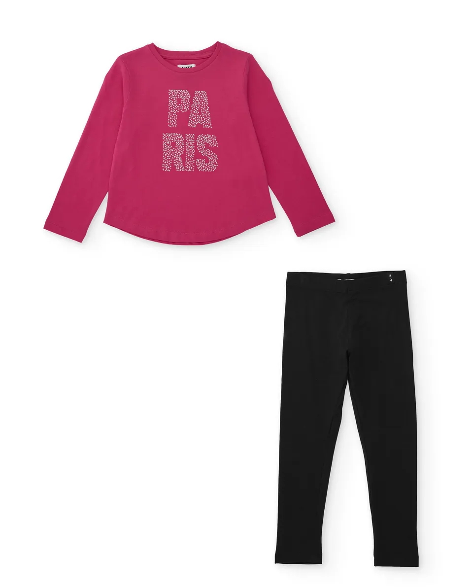 TucTuc Completi Paris Fucsia Bimba Cotone Leggings