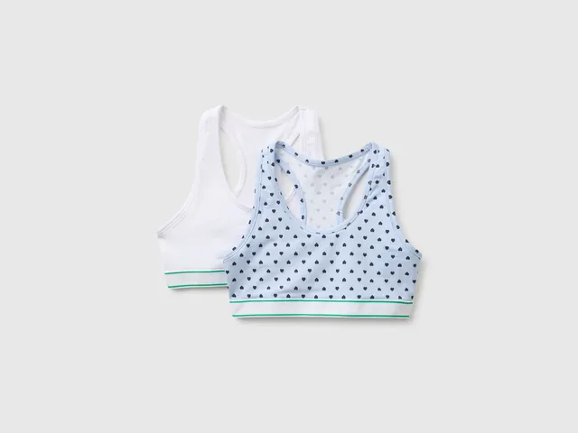 Benetton Set 2 reggiseni cotone bambina cuori 7-8 anni