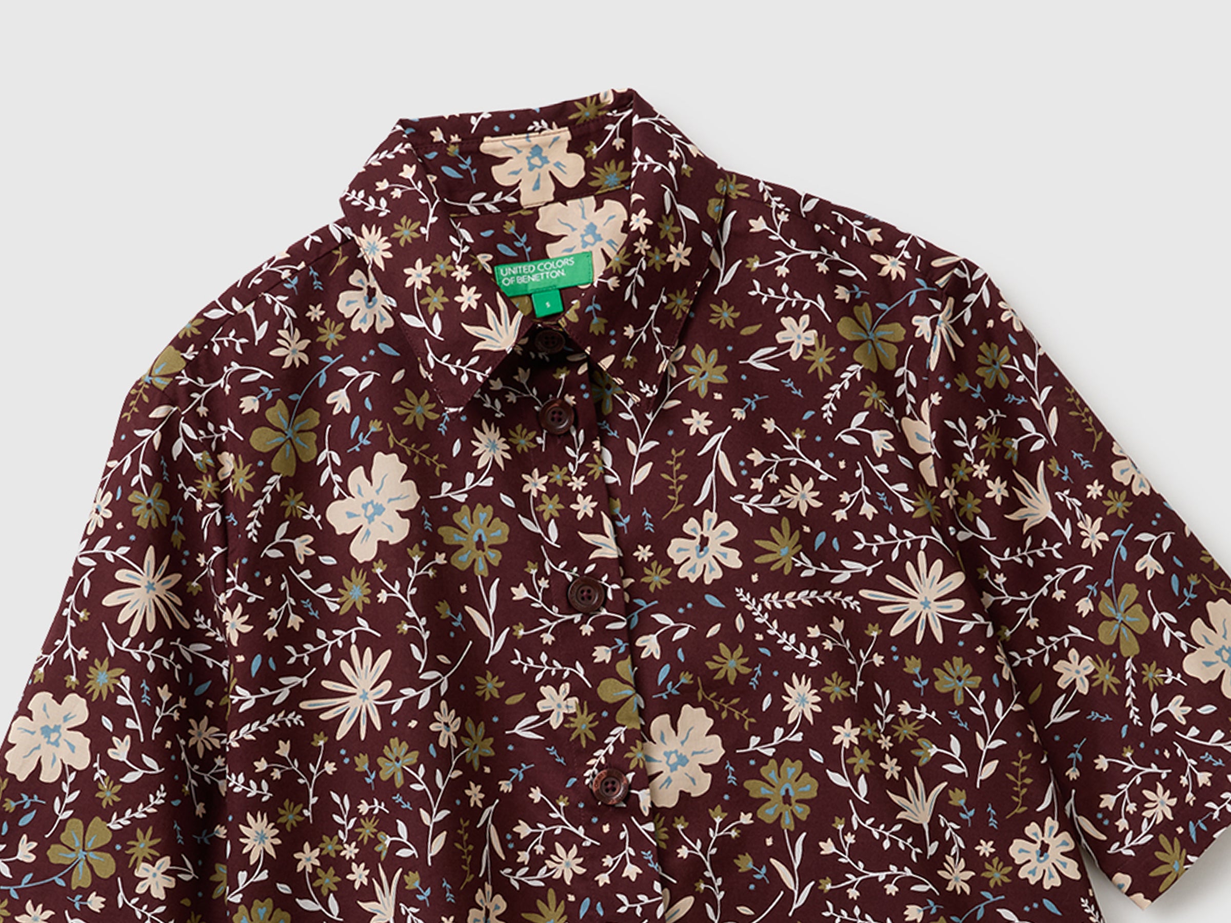 Benetton Camicia Fantasia Cotone Maniche 3/4 Taglia M