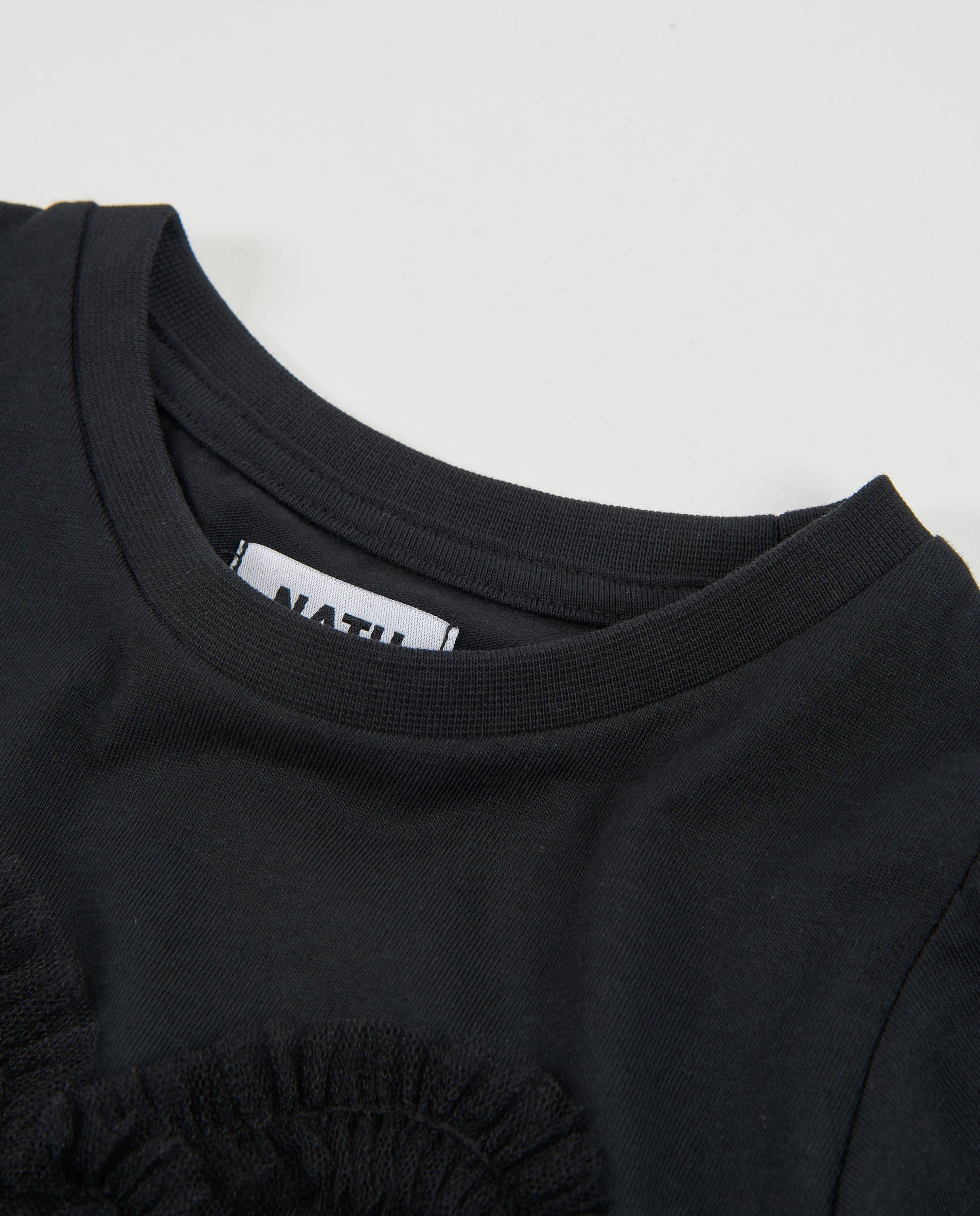 TucTuc Magliette Maglia Bambina Nero Manica Lunga con Fiocco