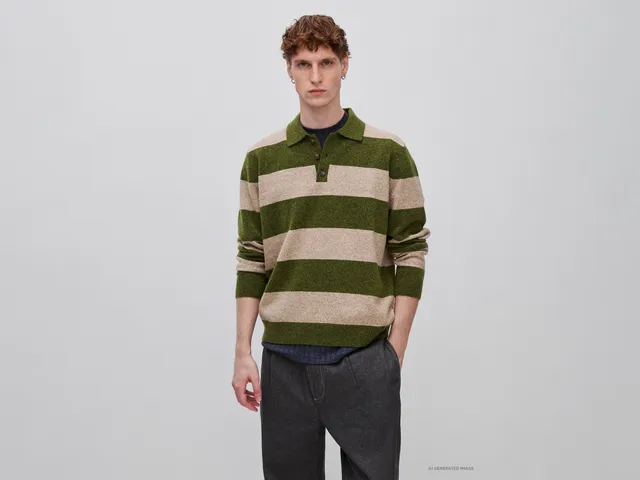 Benetton Sweaters polo maglia lana M righe bicolore