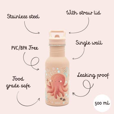 Sassi Borraccia Acciaio Slurpy Polpo 500 ml Cannuccia