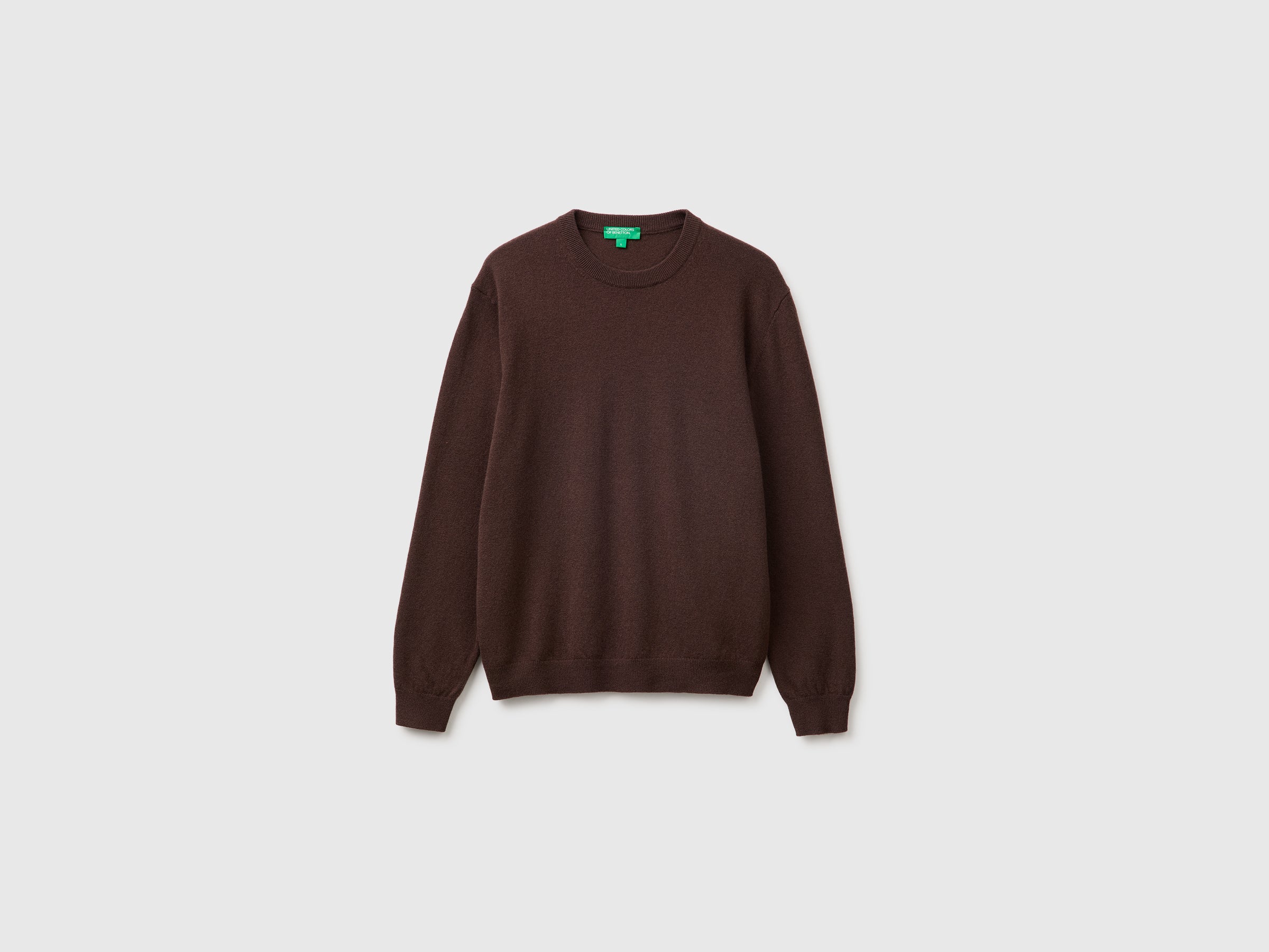 United Colors of Benetton Maglione Lana Merino Marrone Scuro