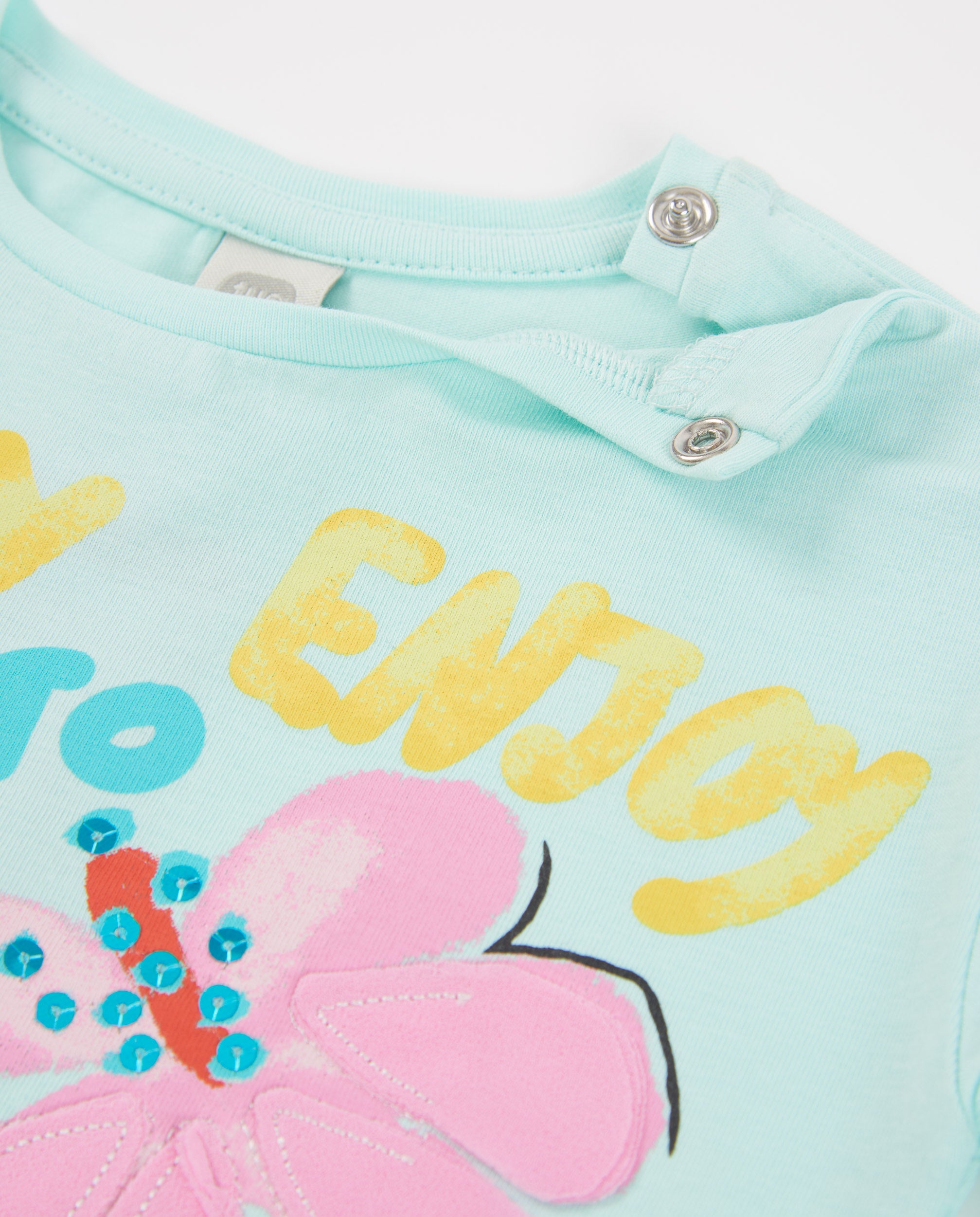 TucTuc Magliette t-shirt turchese bambina fiori