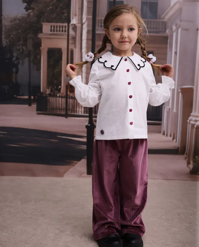 TucTuc Pantaloni Bambina Velluto Viola Vita Elastica