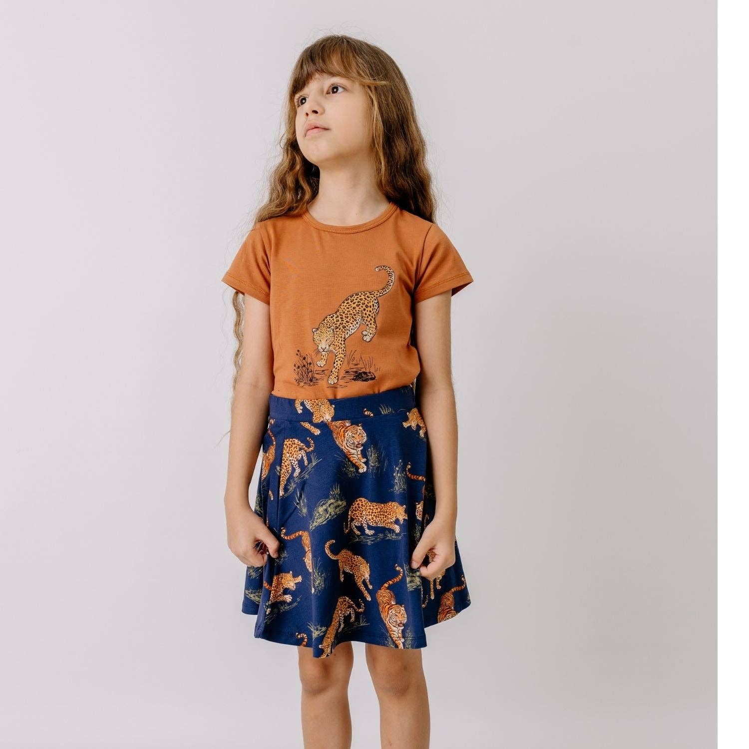 Walkiddy gonna Tigri e Leopardi cotone biologico 4-5 anni