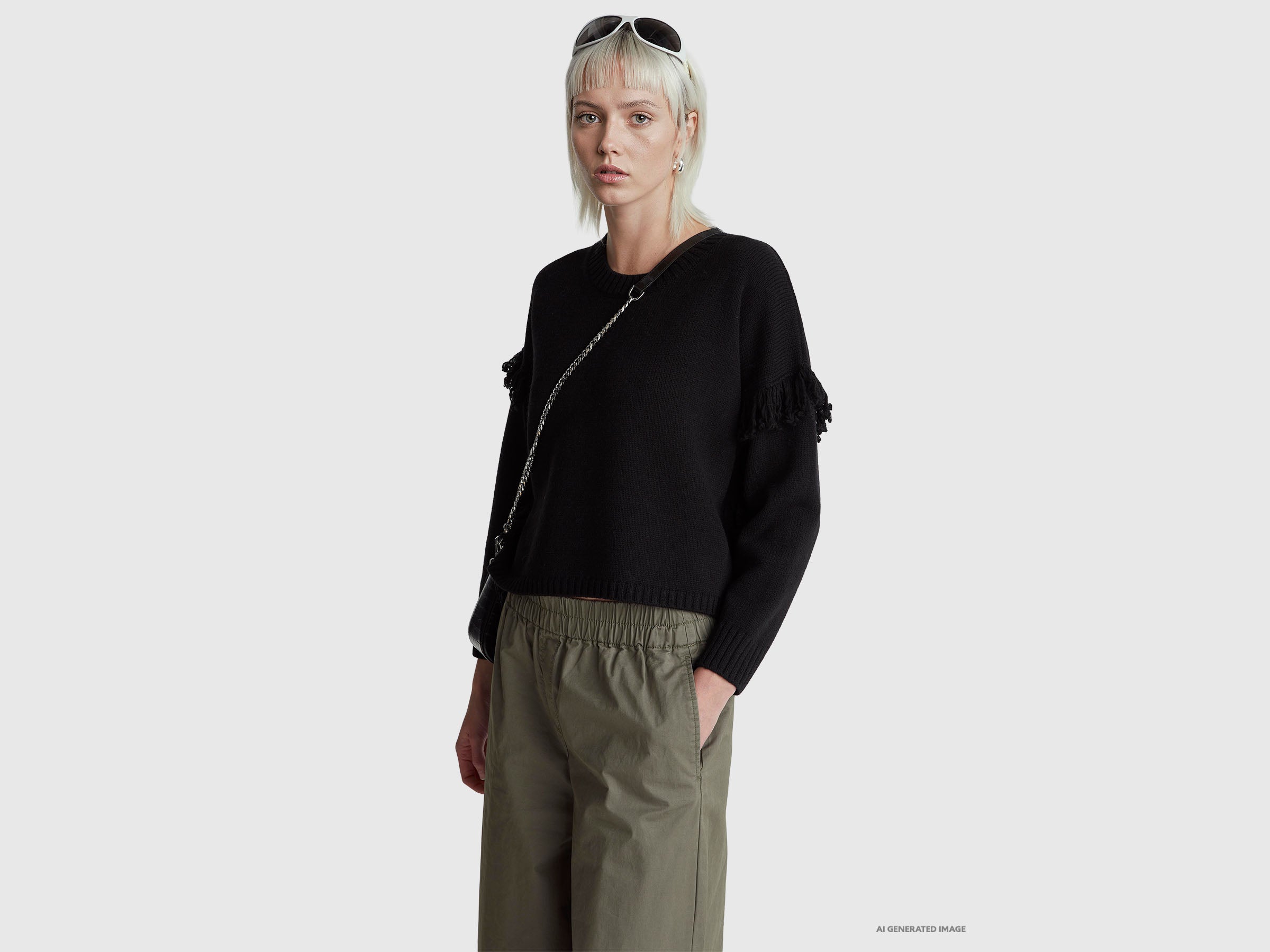 United Colors of Benetton Maglione frange taglia S in misto lana